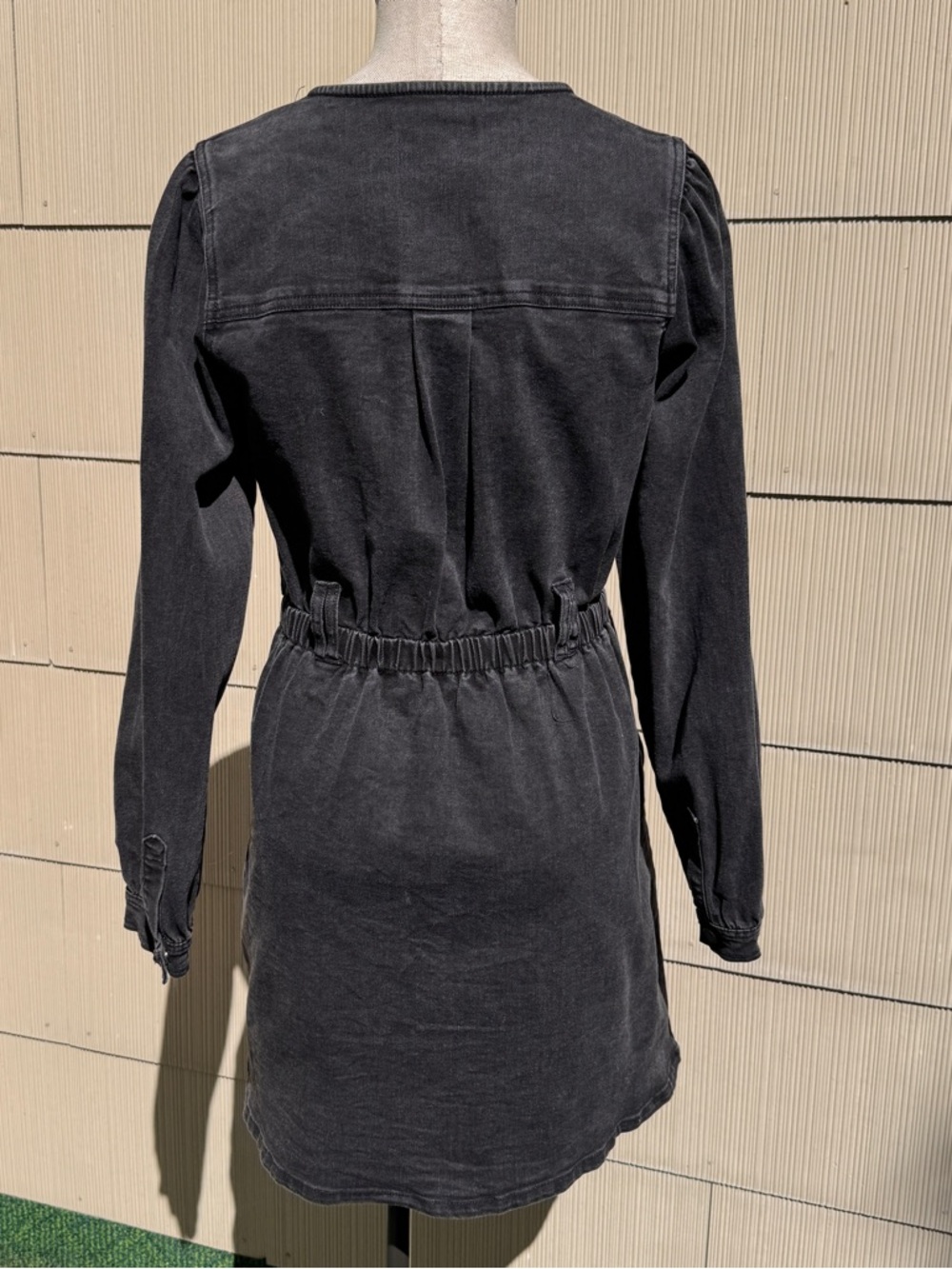 Habitual Washed Black Long Sleeves Denim Dress With Front Pockets  Size Small - Picture 6 of 7
